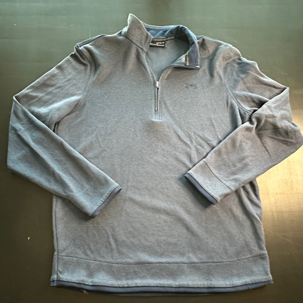 Under Armour Pullover Men Medium Blue‎ 1/4 Zip Fleece Gym Workout ColdGear Loose
